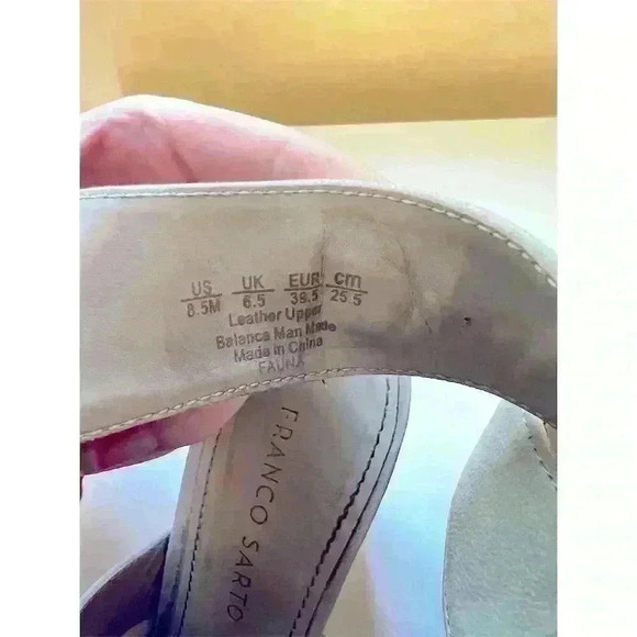 Franco Sarto Women's Grey Leather Wedge heel Size 8.5M Peep Toe Buckle Strap - Picture 3 of 6